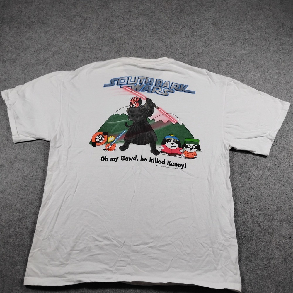 Vintage Big Dogs Men's L White South Bark Wars Star Wars South Park Parody Tee